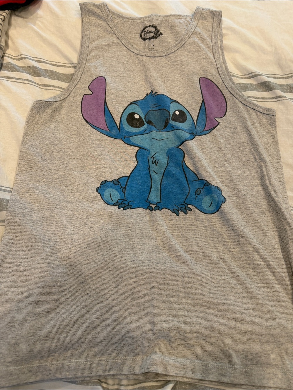 Disney Grey Tank Top with Blue & Purple Stitch Graphic